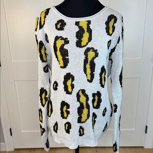 Leopard Print Sweater in White and Yellow